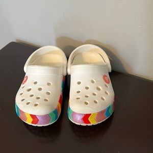 Chevron Glitter Rainbow band Crocs kids 8